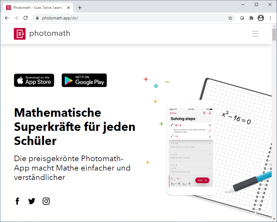 photomath - mathematische Superkr&#228;fte